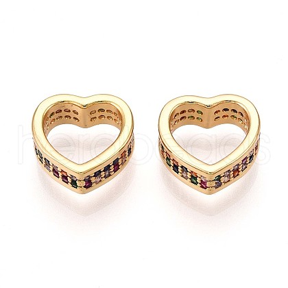 Brass Micro Pave Colorful Cubic Zirconia Bead Frame KK-N261-18G-1