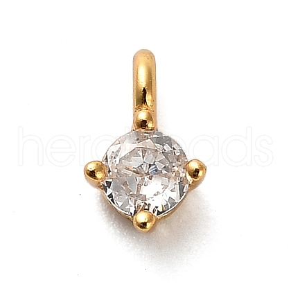 925 Sterling Silver Clear Cubic Zirconia Flat Round Charms STER-U009-07G-01-1