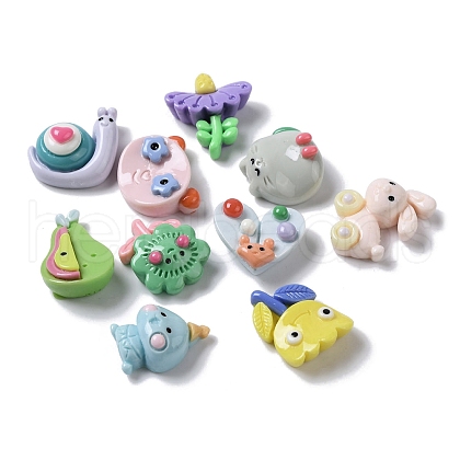 Flower/Snail/Rabbit Funny Cartoon Opaque Resin Decoden Cabochons X-CRES-P031-B-1