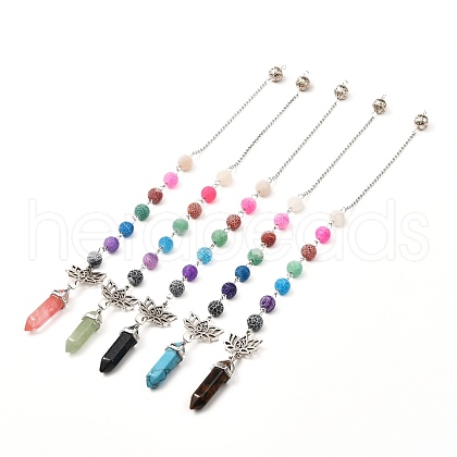 Natural & Synthetic Mixed Stone Chakra Pointed Dowsing Pendulums PALLOY-JF00990-1