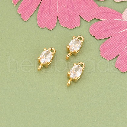 10Pcs Brass Crystal Rhinestone Connector Charms KK-V006-04G-04-1
