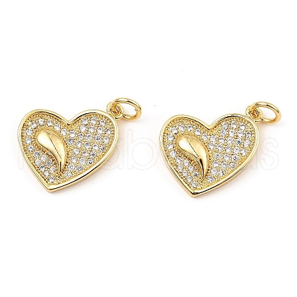 Rack Plating Brass Micro Pave Clear Cubic Zirconia Pendants KK-M253-02G-1