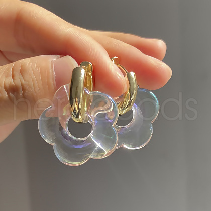 Flower Stainless Steel Acrylic Hoop Earrings FS-WGEB331-10-1