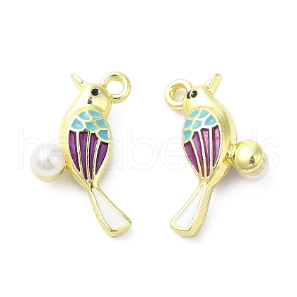 Alloy Enamel Robin Bird Pendants ENAM-D050-08G-01-1
