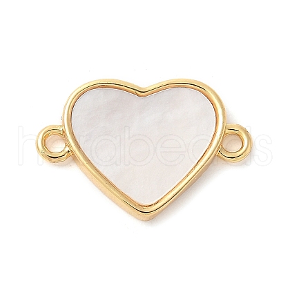 Brass Pave Natural White Shell Connector Charms KK-S522-03H-G-1