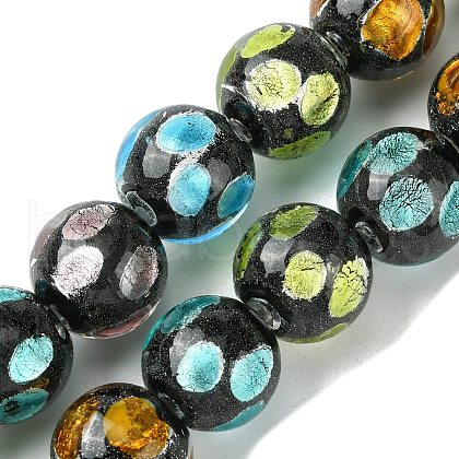 Handmade Silver Sand Lampwork Beads Strands LAMP-A003-01F-1