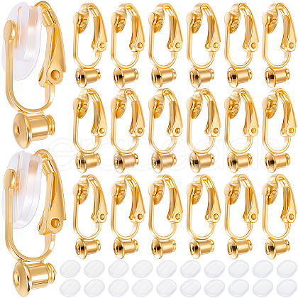 SOFPLATE 36Pcs Brass Clip-on Earring Converters Findings KK-SP0001-10G-1