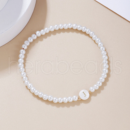 Plastic Pearl Round Beaded Stretch Bracelets for Women WGC81DB-10-1
