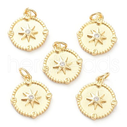 Brass Micro Pave Clear Cubic Zirconia Pendants ZIRC-P200-15A-G-1