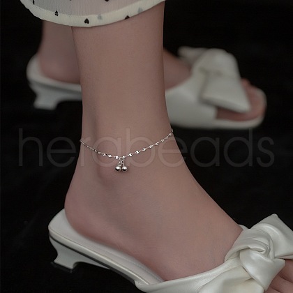 201 Stainless Steel Double Round Ball Charm Anklets for Women FS-WGE7FBE-02-1