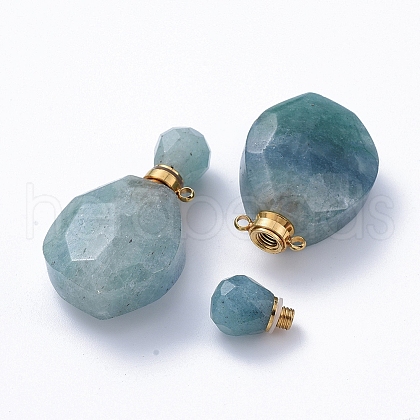 Faceted Natural Green Quartz Openable Perfume Bottle Pendants G-E564-08D-G-1