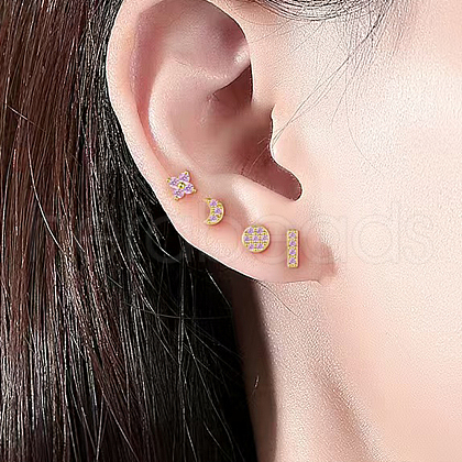 4 Pcs Elegant S925 Sterling Silver Stud Earrings ZH2190-1