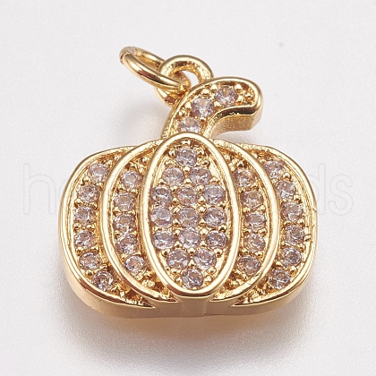 Brass Micro Pave Cubic Zirconia Charms X-ZIRC-E147-38G-1