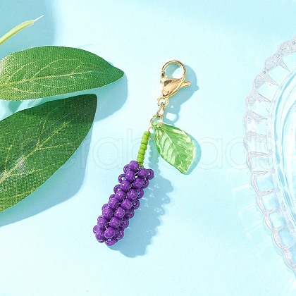 Mulberry Glass Seed Beaded Pendant Decorations HJEW-MZ00267-01-1