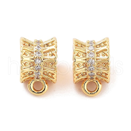 Brass Micro Pave Clear Cubic Zirconia Tube Bails KK-S394-06B-1
