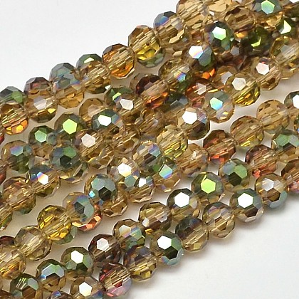 Half Rainbow Plated Electroplate Glass Beads Strands X-EGLA-J130-HR15-1