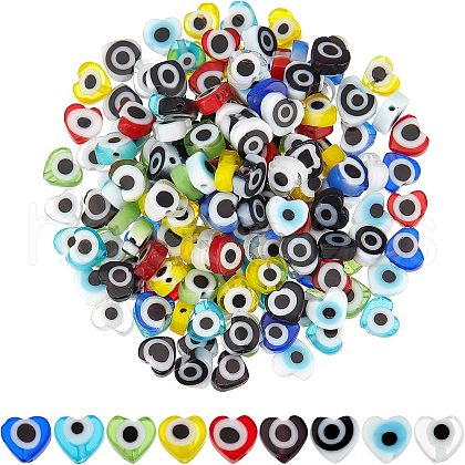 SUPERFINDINGS 180Pcs 9 Colors Handmade Evil Eye Lampwork Beads Strands LAMP-FH0001-09-1