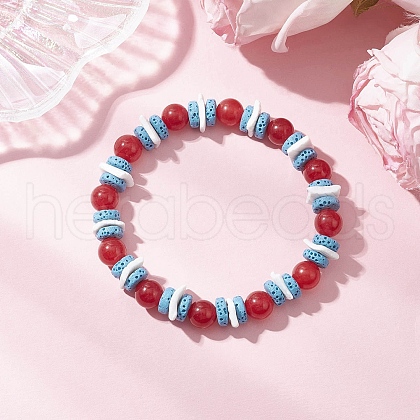 Round Natural Dyed Malaysia Jade Beads Stretch Bracelets BJEW-JB11818-03-1