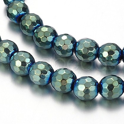 Electroplated Non-magnetic Synthetic Hematite Round Beads Strands G-F230-04A-1