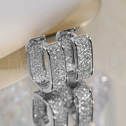 Oval Brass Micro Pave Cubic Zirconia Hoop Earrings WG8C9EE-01-1