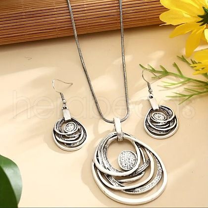 Hollow Zinc Alloy Dangle Earrings & Necklaces Sets FS-WG82BBD-01-1