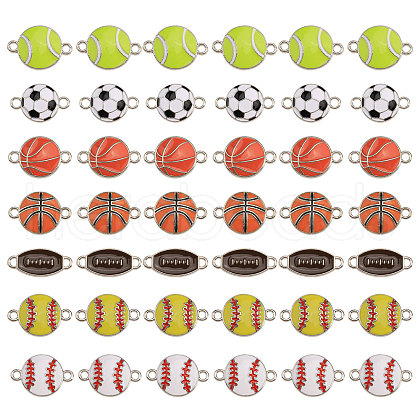 CHGCRAFT 42Pcs 7 Styles Sports Ball Theme Alloy Enamel Connector Charms ENAM-CA0001-81-1