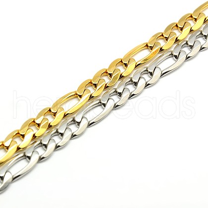 Trendy 304 Stainless Steel Figaro Chain Bracelets STAS-A028-B016-1