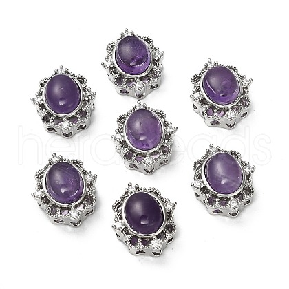 Brass Pave Natural Amethyst Multi-Strand Links KK-D366-01P-E-1