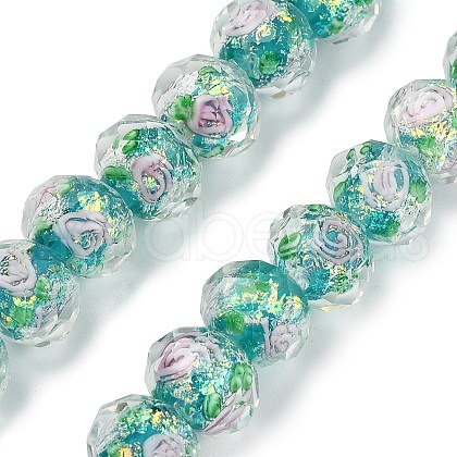 Handmade Foil Lampwork Beads Strands FOIL-S136-001F-1