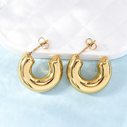 C-Shaped 304 Stainless Steel Stud Earrings EJEW-A125-15G-1