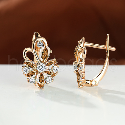Brass Micro Pave Cubic Zirconia Hoop Earrings WG0C687-07-1
