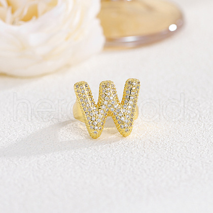 Brass Micro Pave Clear Cubic Zirconia Cuff Rings FS-WG4832E-45-1