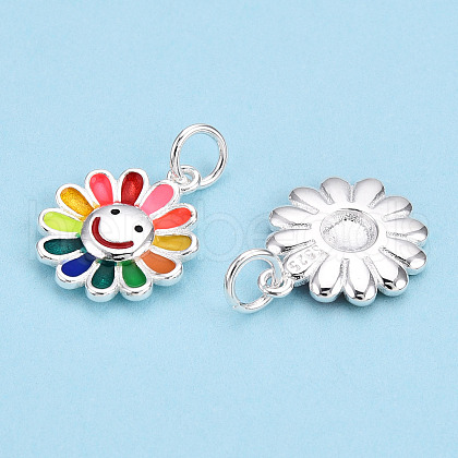 925 Sterling Silver Enamel Charms STER-T004-07S-1