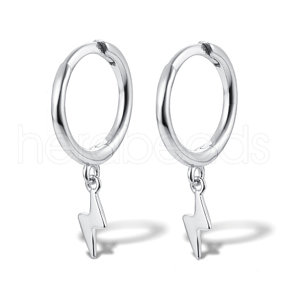 S925 Sterling Silver Lightning Hoop Earrings OB5526-10-1