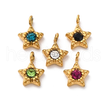 304 Stainless Steel Rhinestone Charms STAS-I331-26G-1