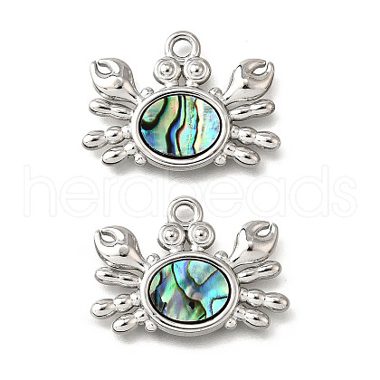304 Stainless Steel Pave Natural Paua Shell Pendants STAS-C122-21A-01P-1