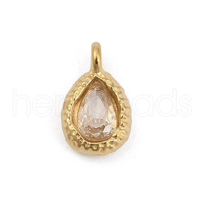 304 Stainless Steel Glass Charms STAS-D366-03G-1