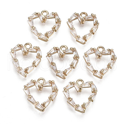 Brass Micro Pave Cubic Zirconia Charms X-KK-R111-066-1