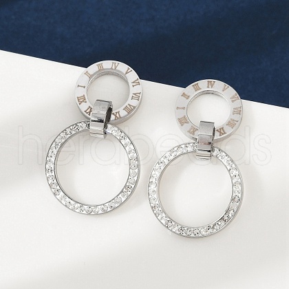 304 Stainless Steel Polymer Clay Ring Stud Earrings EJEW-V004-04P-1