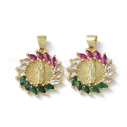 Rack Plating Brass Cubic Zirconia Pendants KK-M272-05G-1
