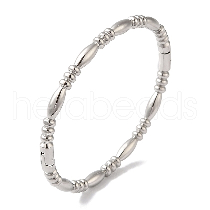 Non-Tarnish 304 Stainless Steel Textured Ring Hinged Bangles for Women BJEW-I315-17P-1