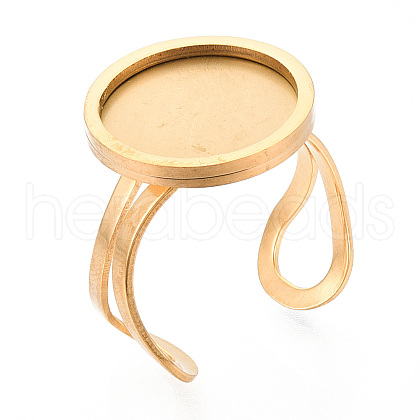 Ion Plating(IP) 304 Stainless Steel Cuff Pad Ring Settings STAS-T065-33G-1