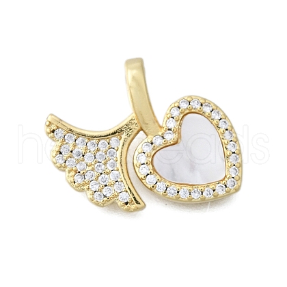 Brass Micro Pave Clear Cubic Zirconia Pendants KK-V010-30G-1