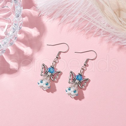 Angel Handmade Glass Seed Beads Dangle Earrings for Women EJEW-MZ00394-04-1