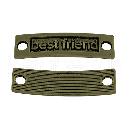Rectangle with Word Best Friend Tibetan Style Alloy Links connectors TIBE-N009-05AB-NR-1
