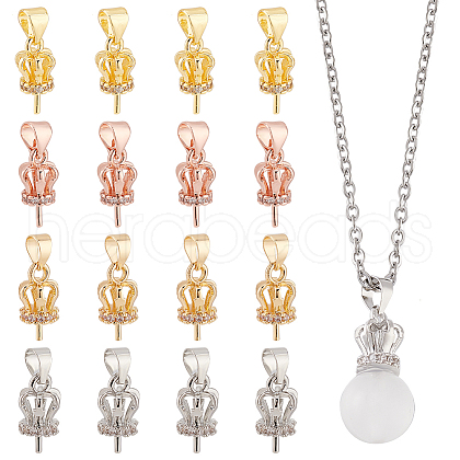   16Pcs 4 Colors Brass Micro Pave Cubic Zirconia Pendant Bails FIND-PH0021-30-1