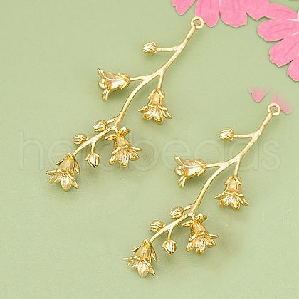Three-Dimensional Flower Brass Pendants KK-V006-02G-01-1