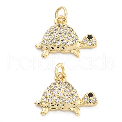 Brass Pave Clear Cubic Zirconia Pendants KK-U009-12C-G-1