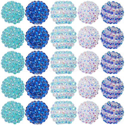 SUNNYCLUE 30Pcs 5 Style Resin Rhinestone Graduated Beads RESI-SC0003-06-1