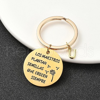 201 Stainless Steel & Brass Letter Keychain KEYC-YW00095-21-1